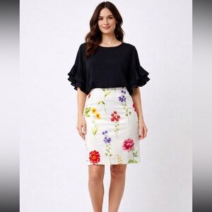 GRACIA black pleated ruffle sleeve blouse